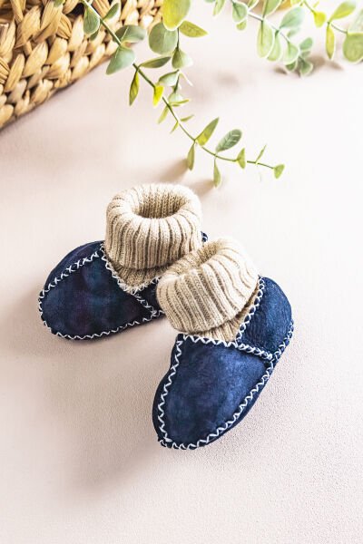 %100 Deri Bebek Patik LACİVERT - 19