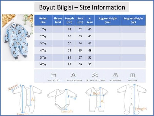 Elyaf Dolgulu 2,5 Tog Kız /Erkek Çocuk Uyku Tulumu TURUNCU - 1 Yaş
