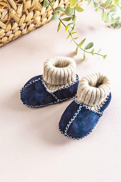 %100 Deri Bebek Patik LACİVERT - 21