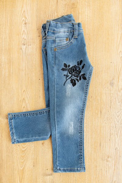 Denim Kumaş Kız Çocuk Kot Pantolon