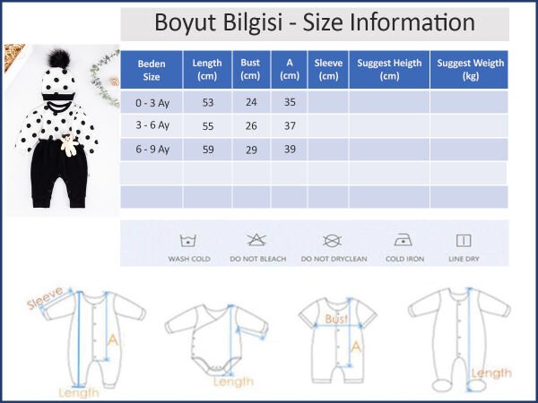 Puantiye Desenli Oyuncak Ayıcıklı Şapkalı Kız Bebek Tulum