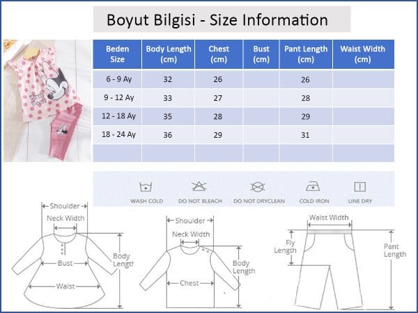 Figürlü Yazlık 2'li Alt Üst Kız Bebek Takım