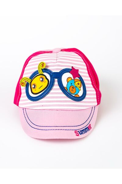 Summer İşlemeli Kız Bebek Şapka PEMBE - 0-6 Ay