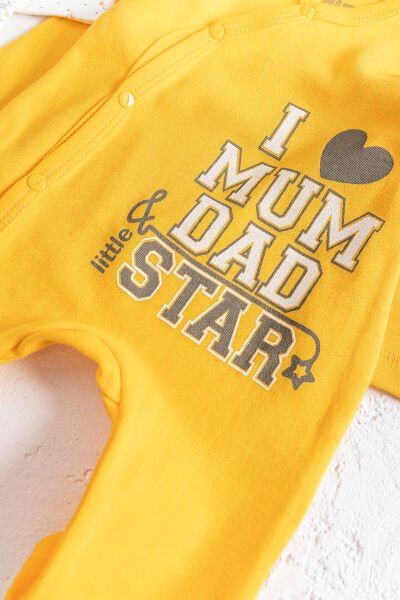 I Love Mum & Dad Baskılı 2'li Bebek Tulum Takım SARI -  0-3 AY