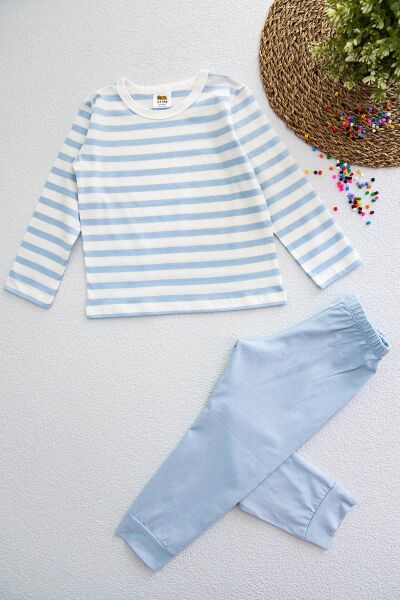 Çizgili Renkli Erkek Çocuk Pijama Takımı