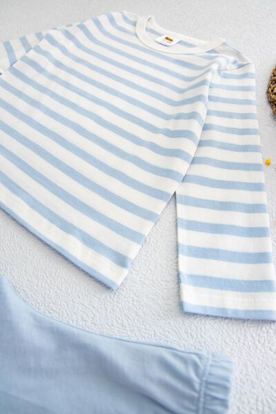 Çizgili Renkli Erkek Çocuk Pijama Takımı