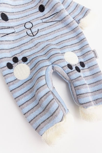 Tavşan Figürlü Kapüşonlu İçi Peluş Erkek Bebek Tulum