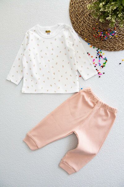 Çiçek Desenli Kız Bebek Pijama Takımı