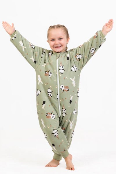 Elyaf Dolgulu 2,5 Tog Kız /Erkek Çocuk Uyku Tulumu Desenli YEŞİL - 4 Yaş
