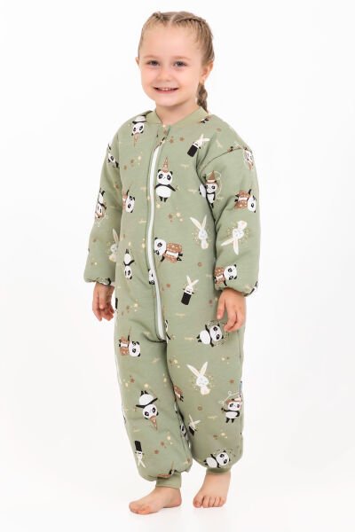 Elyaf Dolgulu 2,5 Tog Kız /Erkek Çocuk Uyku Tulumu Desenli YEŞİL - 4 Yaş