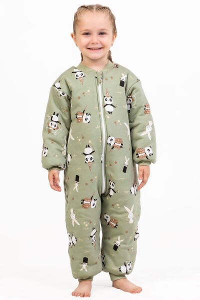 Elyaf Dolgulu 2,5 Tog Kız /Erkek Çocuk Uyku Tulumu Desenli YEŞİL - 4 Yaş