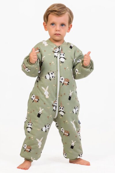 Elyaf Dolgulu 2,5 Tog Kız /Erkek Çocuk Uyku Tulumu Desenli YEŞİL - 4 Yaş
