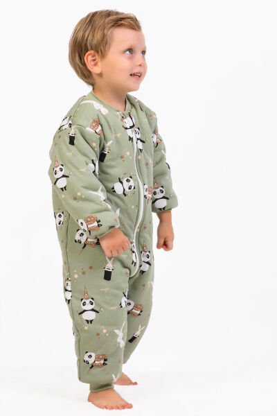 Elyaf Dolgulu 2,5 Tog Kız /Erkek Çocuk Uyku Tulumu Desenli YEŞİL - 4 Yaş