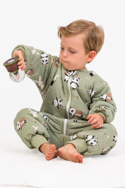 Elyaf Dolgulu 2,5 Tog Kız /Erkek Çocuk Uyku Tulumu Desenli YEŞİL - 4 Yaş