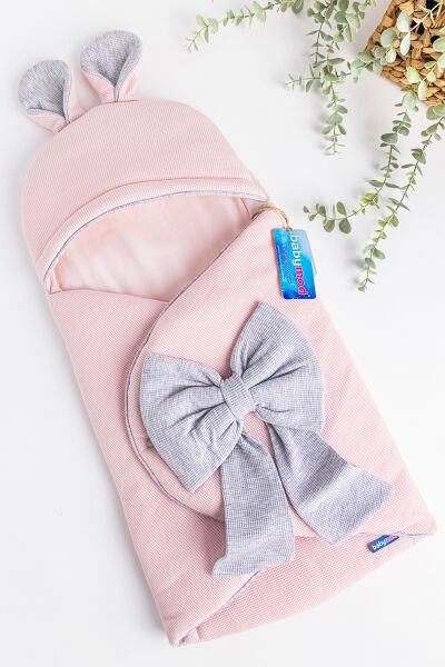 Fiyonk Süslemeli Kız Bebek Kundak PEMBE -  Tek Ebat