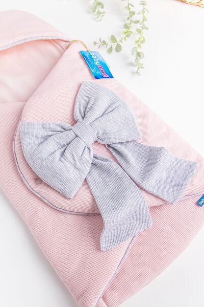 Fiyonk Süslemeli Kız Bebek Kundak PEMBE -  Tek Ebat