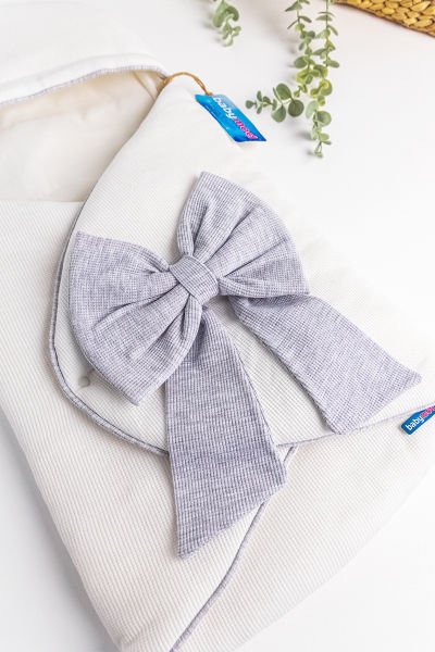 Fiyonk Süslemeli Kız Bebek Kundak KREM -  Tek Ebat