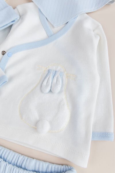 Tavşan Figürlü 8 li Erkek bebek Hastane Çıkışı Yeni Doğan Bebek Takımı MAVİ -  0-3 AY