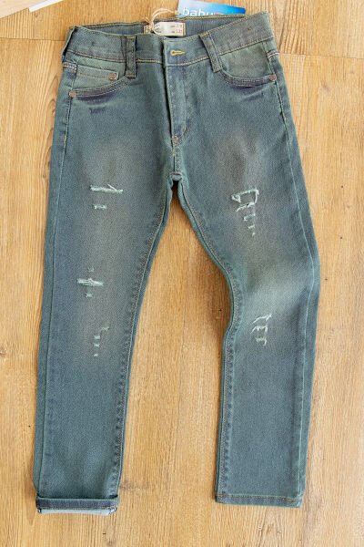 Denim Kumaş Çocuk Yırtık Kot Pantolon