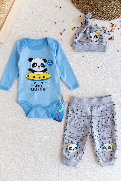 Erkek Bebek Panda Figürlü Bebek Takım