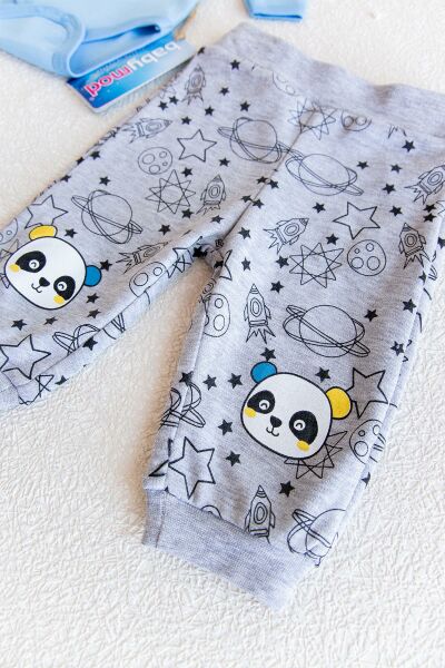 Erkek Bebek Panda Figürlü Bebek Takım