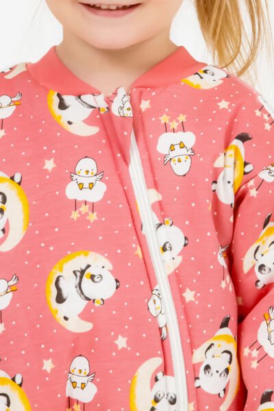 Elyaf Dolgulu 2,5 Tog Kız /Erkek Çocuk Uyku Tulumu Desenli Gül kurusu - 5 Yaş