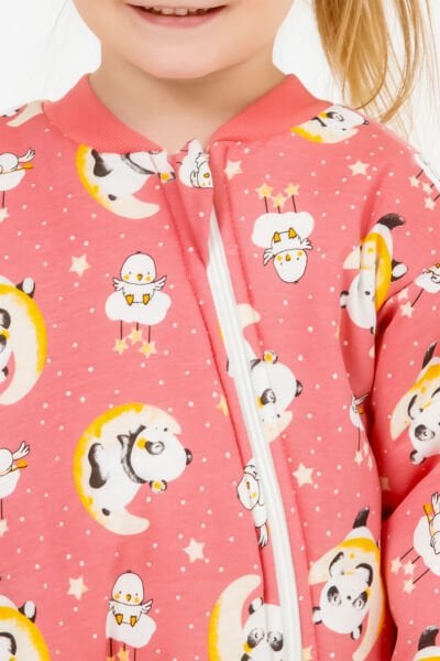 Elyaf Dolgulu 2,5 Tog Kız /Erkek Çocuk Uyku Tulumu Desenli Gül kurusu - 5 Yaş