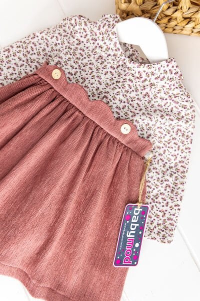 Gömlek Yakalı Kadife Bebek Elbise