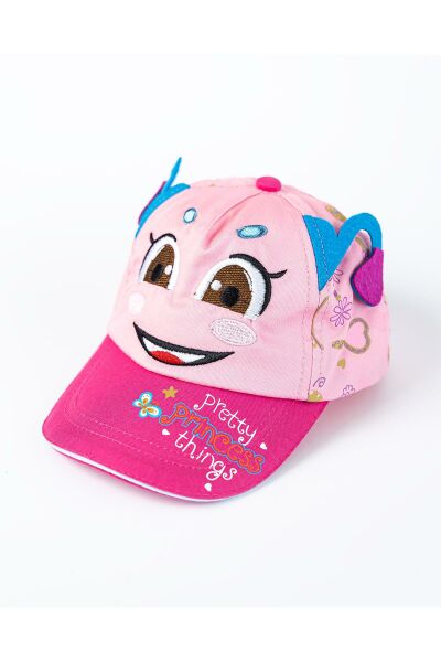 Figürlü Kız Çocuk Şapka PUDRA -  1-2 Yaş