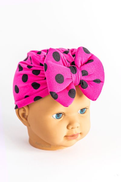 Kız Bebek Bandana Şapka Kelebek Fiyonklu Bebek Bone FUŞYA - 0-6 Ay