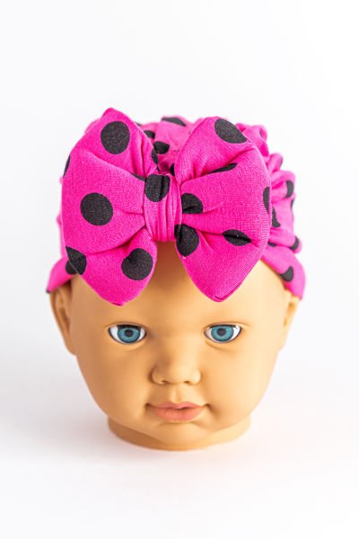Kız Bebek Bandana Şapka Kelebek Fiyonklu Bebek Bone FUŞYA - 0-6 Ay