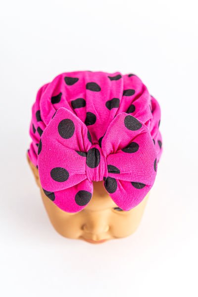 Kız Bebek Bandana Şapka Kelebek Fiyonklu Bebek Bone FUŞYA - 0-6 Ay