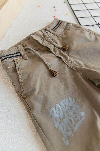 Erkek Çocuk Gabardin Kargo Çocuk Pantolon BEJ -  7-8 Yaş