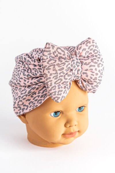 Kız Bebek Bandana Şapka Kelebek Fiyonklu Bebek Bone SOMON - 0-6 Ay