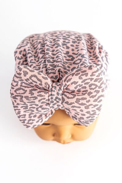 Kız Bebek Bandana Şapka Kelebek Fiyonklu Bebek Bone SOMON - 0-6 Ay
