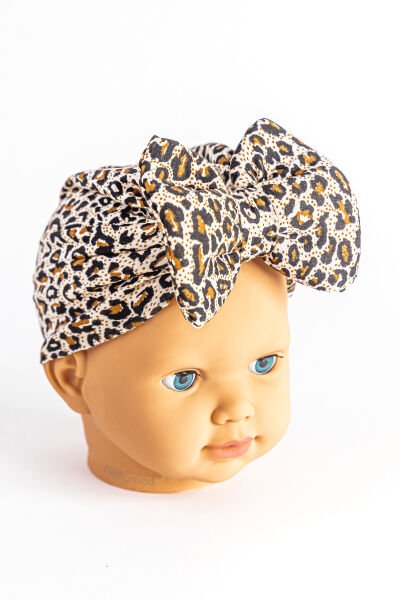 Kız Bebek Bandana Şapka Kelebek Fiyonklu Bebek Bone BEJ - 0-6 Ay