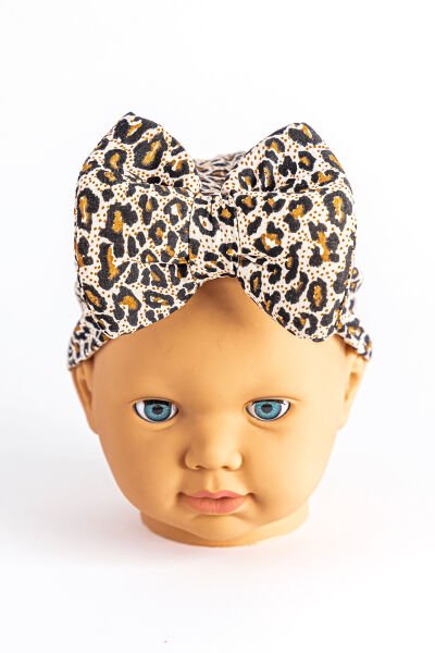 Kız Bebek Bandana Şapka Kelebek Fiyonklu Bebek Bone BEJ - 0-6 Ay