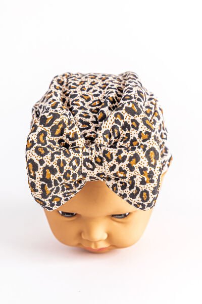 Kız Bebek Bandana Şapka Kelebek Fiyonklu Bebek Bone BEJ - 0-6 Ay