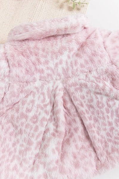 Leopar Desenli Peluş Kız Bebek Mont