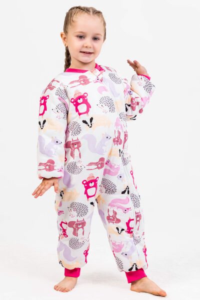 Elyaf Dolgulu 2,5 Tog Pamuklu Penye Astarlı Kız /Erkek Çocuk Uyku Tulumu PEMBE - 5 Yaş