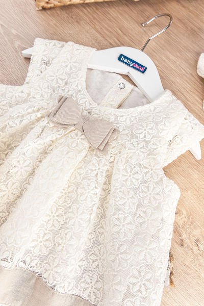 Güpürlü Şapkalı Kız Bebek Yazlık Elbise