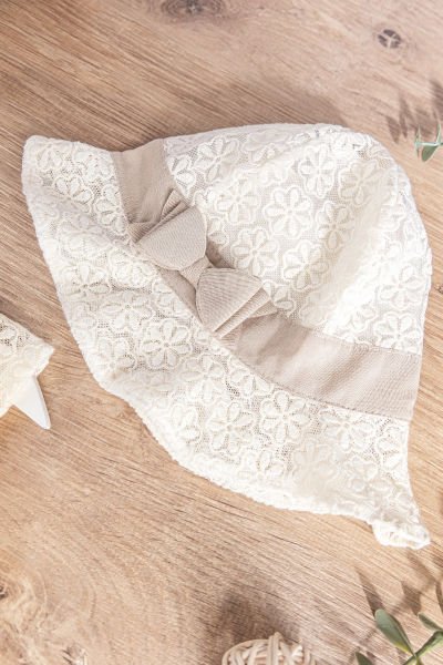 Güpürlü Şapkalı Kız Bebek Yazlık Elbise