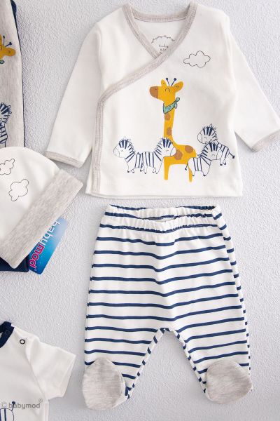 Zürafa Figürlü 10'lu Tulumlu Erkek Bebek Hastane Çıkışı Zıbın Seti