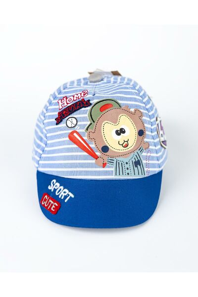 Figürlü Erkek Bebek Şapka MAVİ - 0-6 Ay