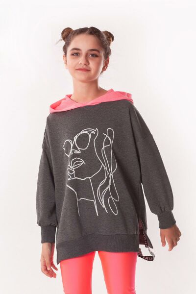 Kapüşonlu Kız Çocuk Sweat