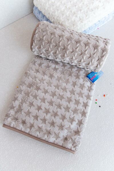 Yıldızlı Peluş Bebek Battaniyesi GRİ