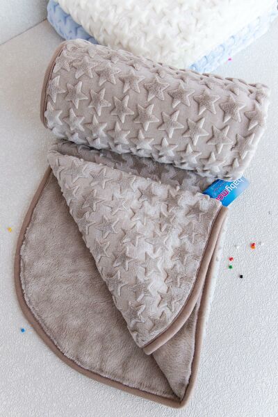 Yıldızlı Peluş Bebek Battaniyesi GRİ