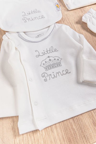 Natural Little Prince İşlemeli 10 Parça Erkek Bebek Hastane Çıkışı Bebek Takımı