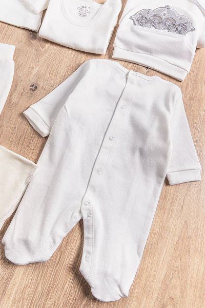 Natural Little Prince İşlemeli 10 Parça Erkek Bebek Hastane Çıkışı Bebek Takımı