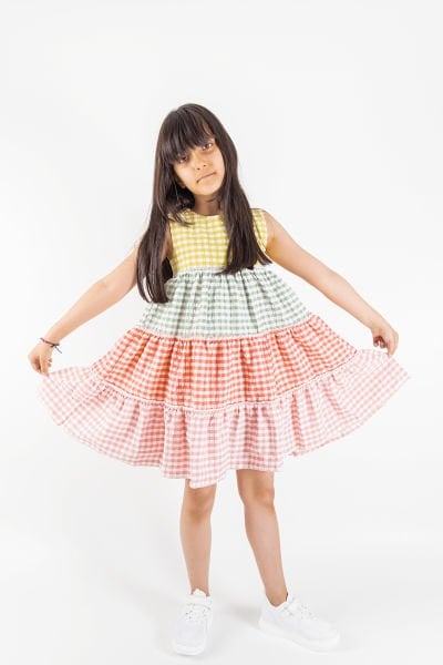 Pötikare Desenli Renkli Yazlık Kız Bebek/Çocuk Elbise